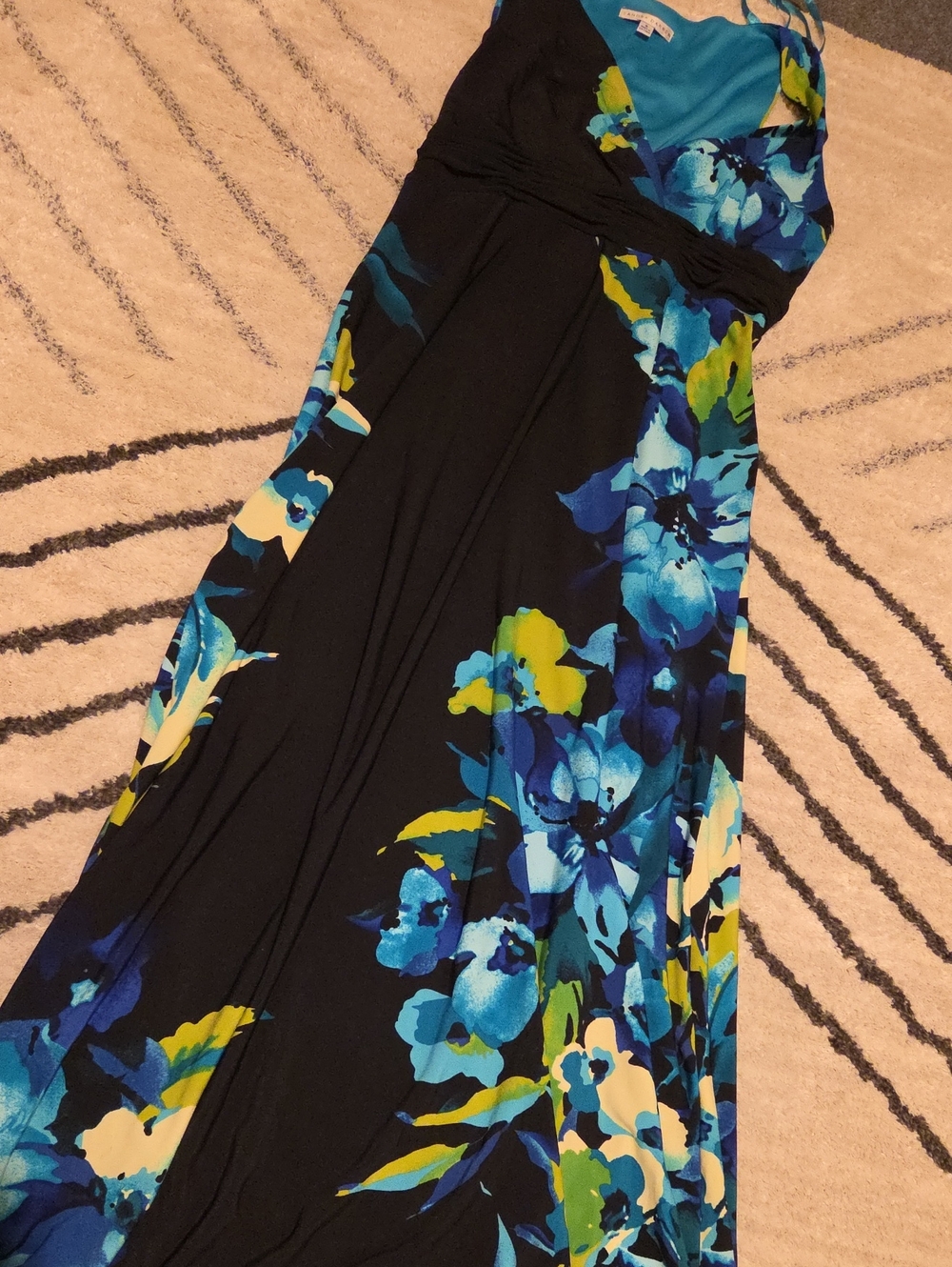 Sandra Darren Floral Dress with Black Trim